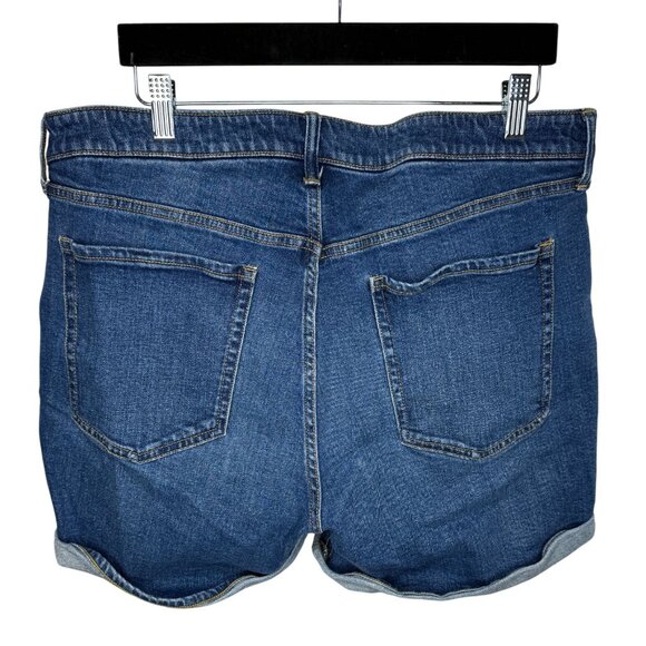 Old Navy High Rise OG Straight Jean Shorts Women 16 Blue Denim Cuffed - Picture 2 of 9